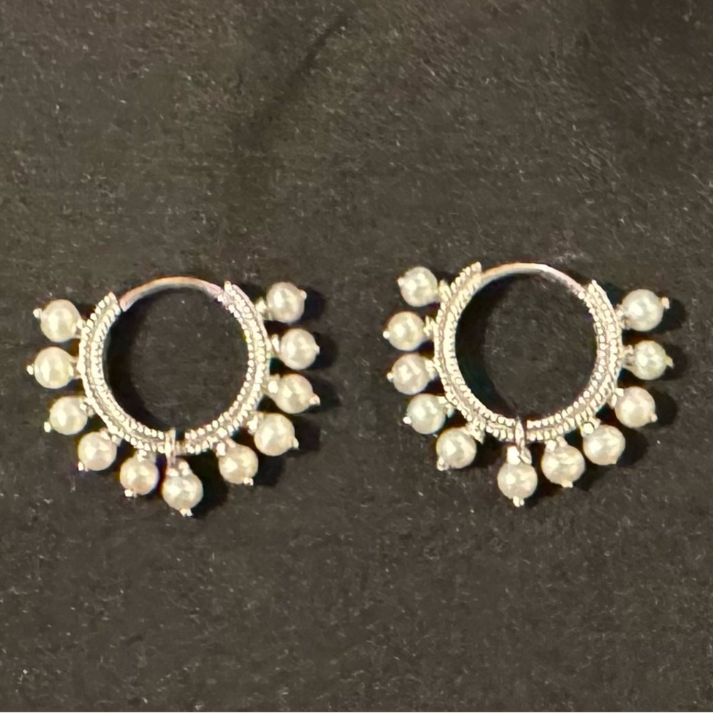 Maria Tash authentic Pearl Coronet Hoop Earrings includes 2